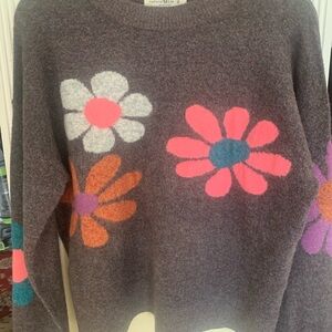 NATURAL LIFE Brown and Pink Crew Neck Sweater